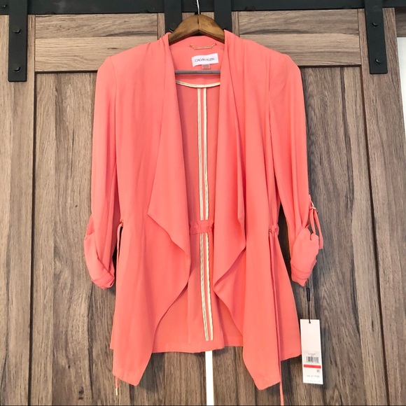 Calvin Klein Open Front Jacket Porcelain Rose - Picture 2 of 10